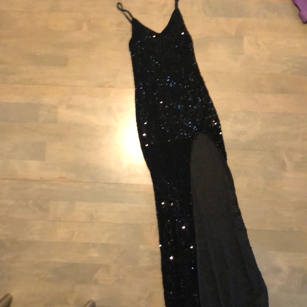 High slit sequin dress